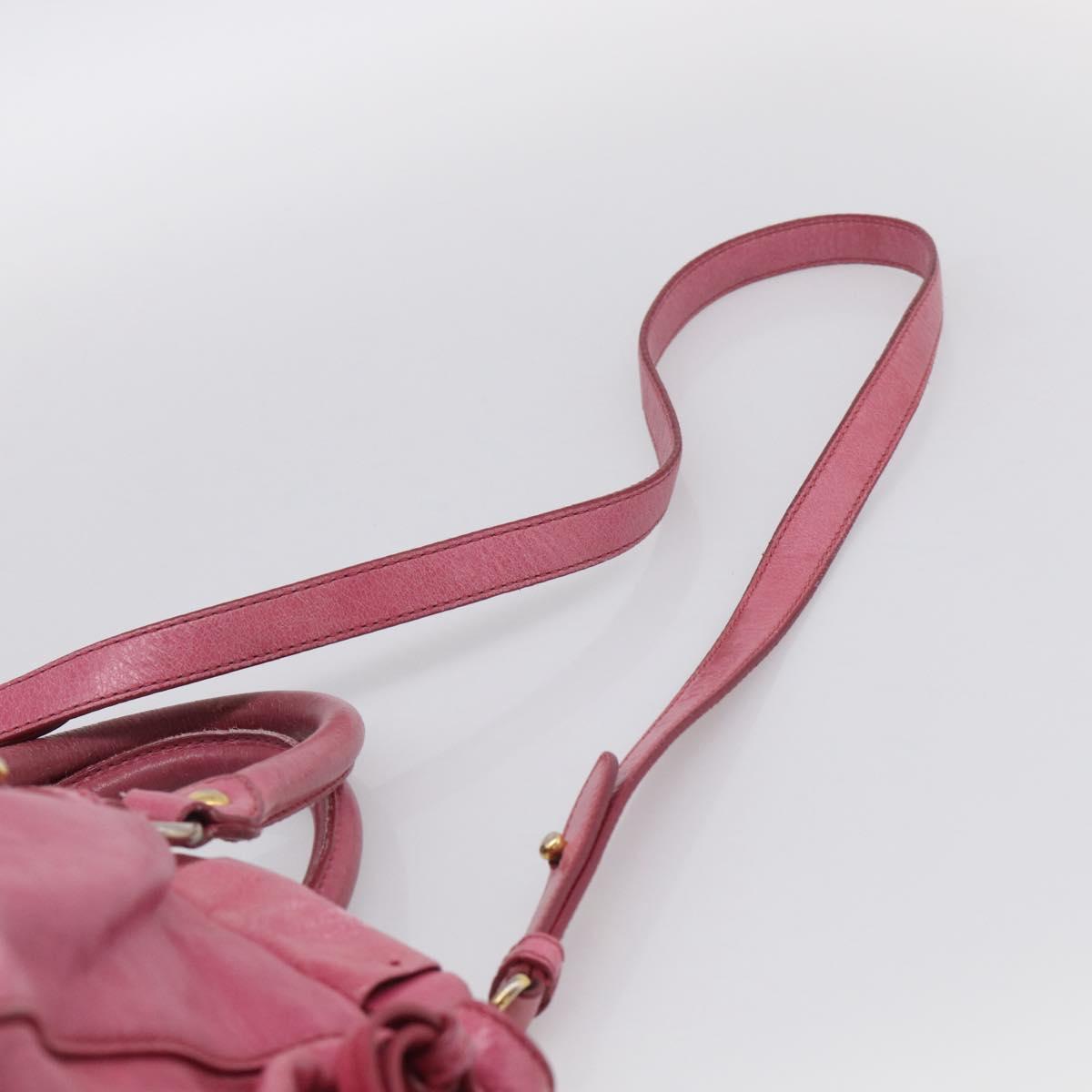 Miu Miu Hand Bag Vitellolux 2way Pink Gold Auth 207255