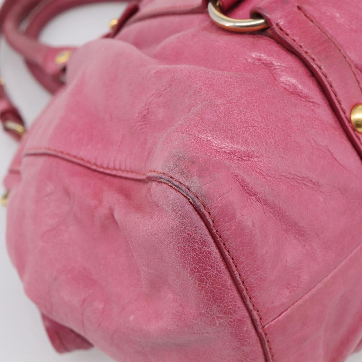 Miu Miu Hand Bag Vitellolux 2way Pink Gold Auth 207255