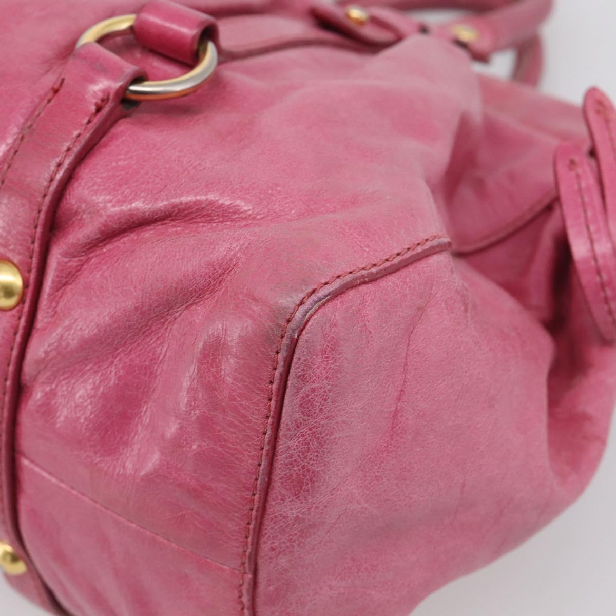Miu Miu Hand Bag Vitellolux 2way Pink Gold Auth 207255