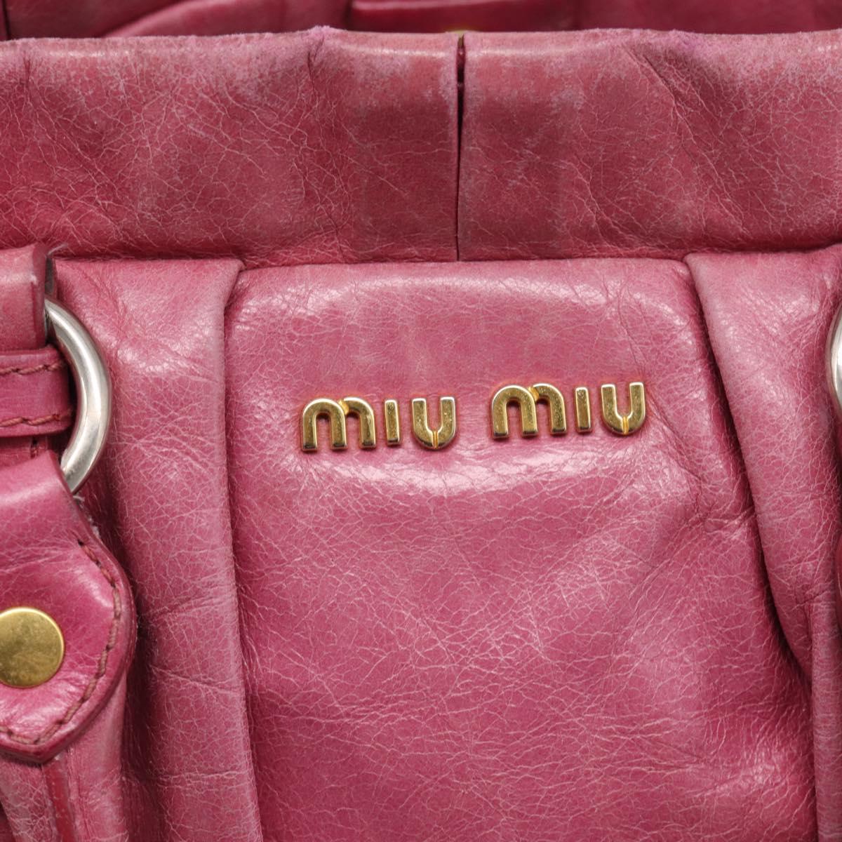 Miu Miu Hand Bag Vitellolux 2way Pink Gold Auth 207255