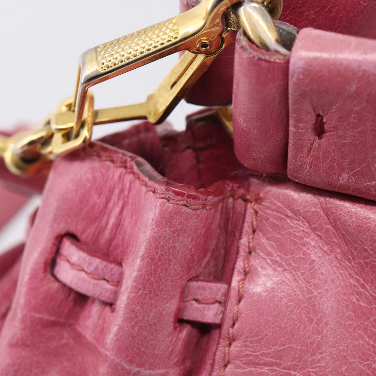 Miu Miu Hand Bag Vitellolux 2way Pink Gold Auth 207255