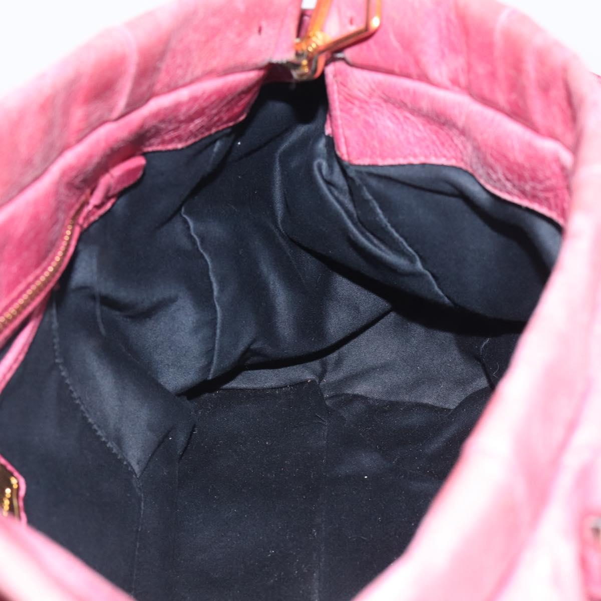 Miu Miu Hand Bag Vitellolux 2way Pink Gold Auth 207255