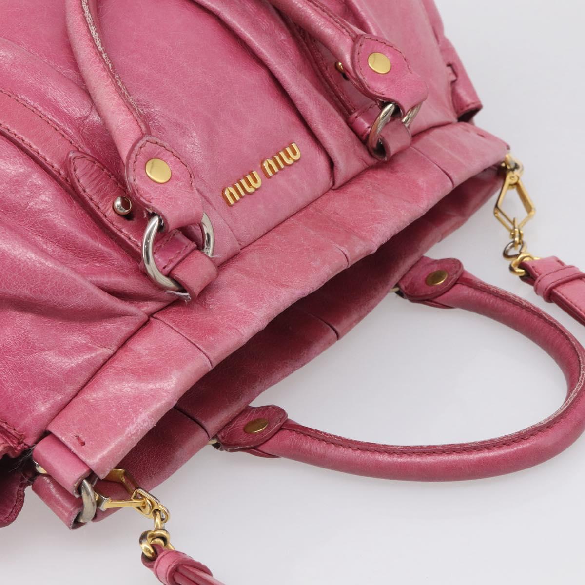 Miu Miu Hand Bag Vitellolux 2way Pink Gold Auth 207255