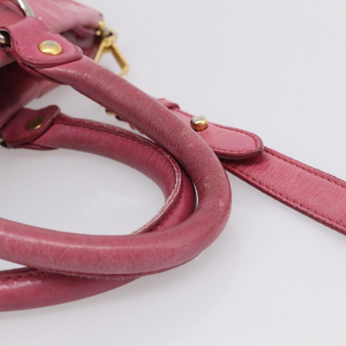 Miu Miu Hand Bag Vitellolux 2way Pink Gold Auth 207255