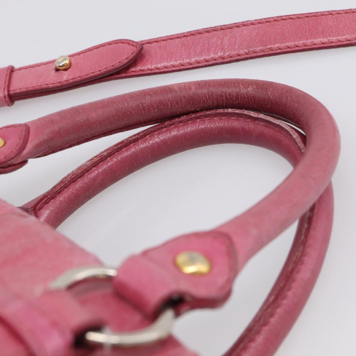 Miu Miu Hand Bag Vitellolux 2way Pink Gold Auth 207255
