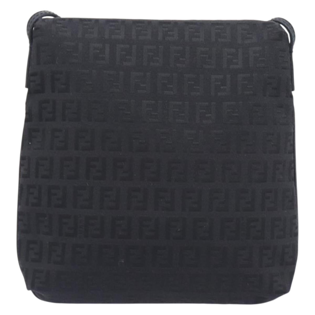 FENDI Zucchino Canvas Mamma Baguette Shoulder Bag Black 8BT075 Auth 207257A