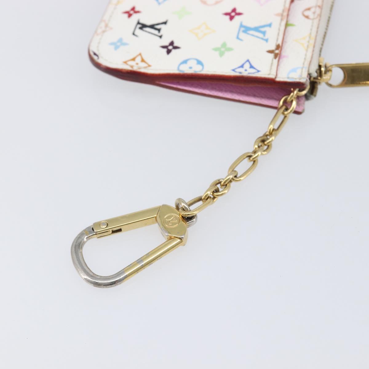 LOUIS VUITTON Monogram Multicolor Pochette Cles NM White M93734 LV Auth 207269