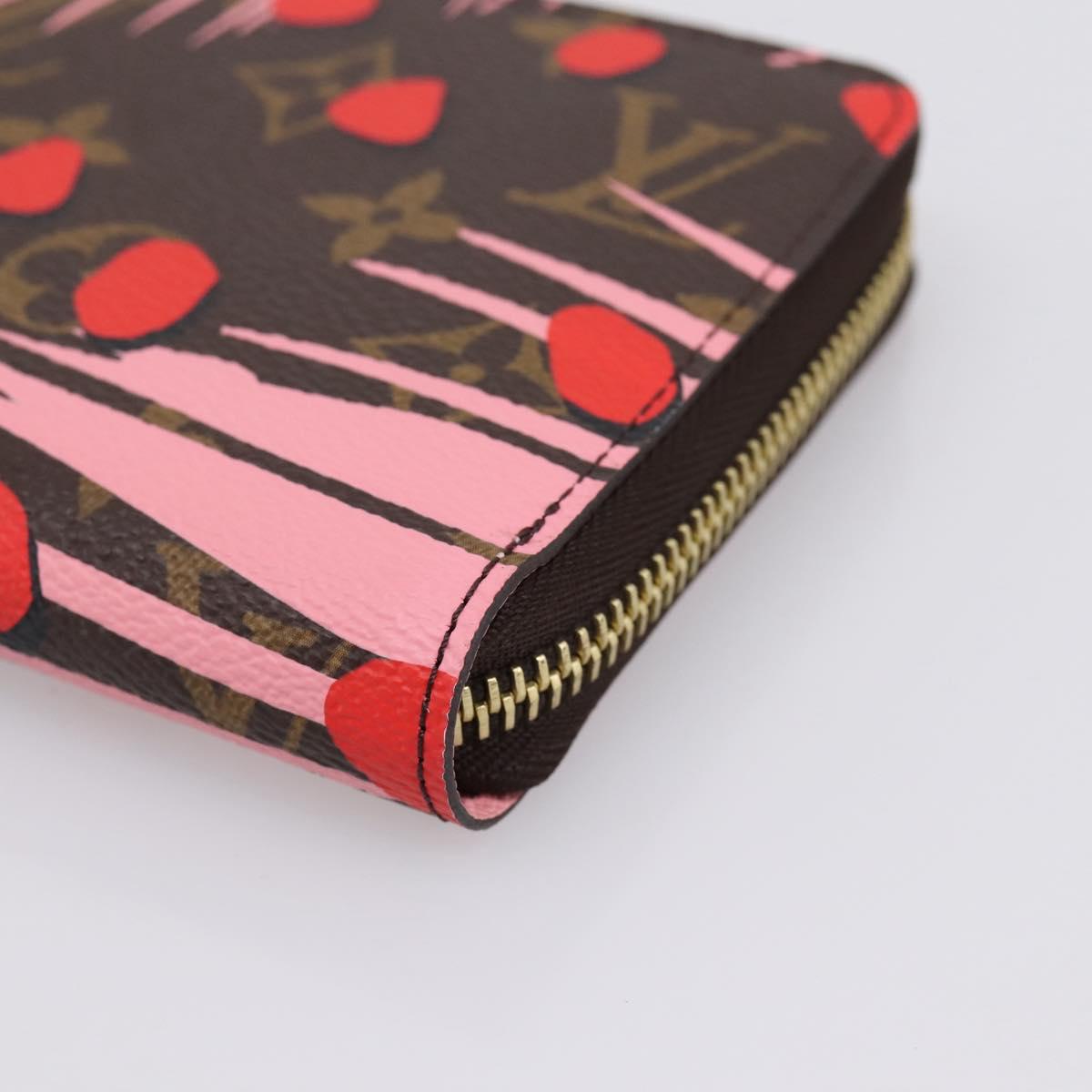 LOUIS VUITTON Monogram Jungle Dot Zippy Wallet Red M41908 LV Auth 207271M