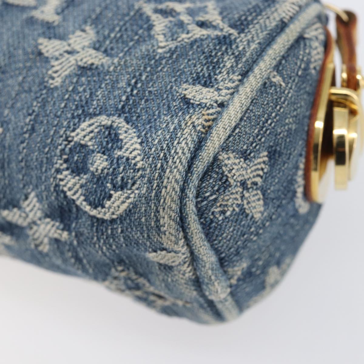 LOUIS VUITTON Monogram Denim Trousse Speedy PM Pouch Blue M95082 LV Auth 207279A