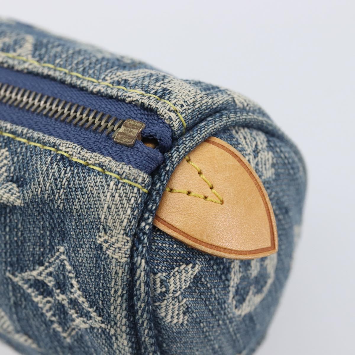 LOUIS VUITTON Monogram Denim Trousse Speedy PM Pouch Blue M95082 LV Auth 207279A