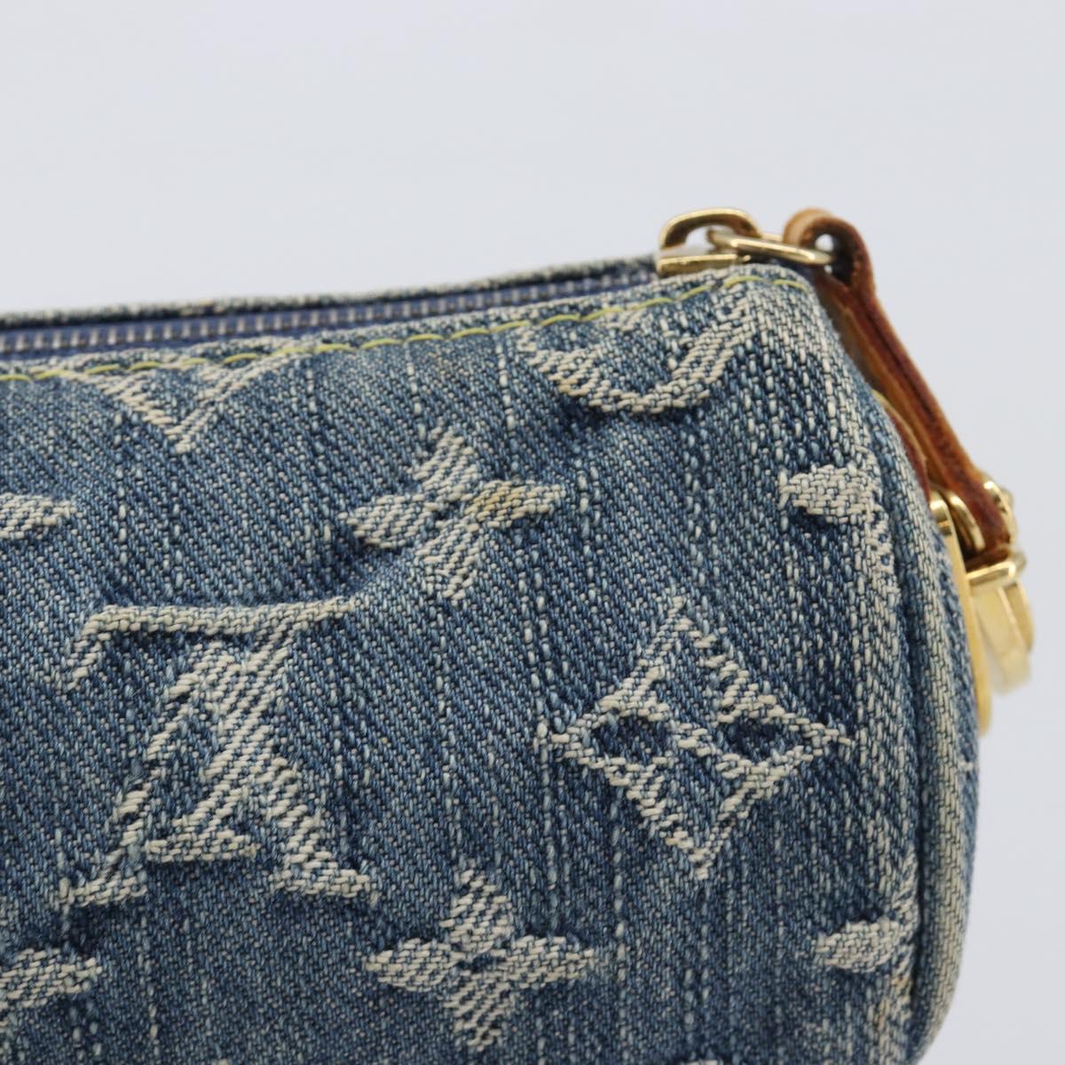 LOUIS VUITTON Monogram Denim Trousse Speedy PM Pouch Blue M95082 LV Auth 207279A
