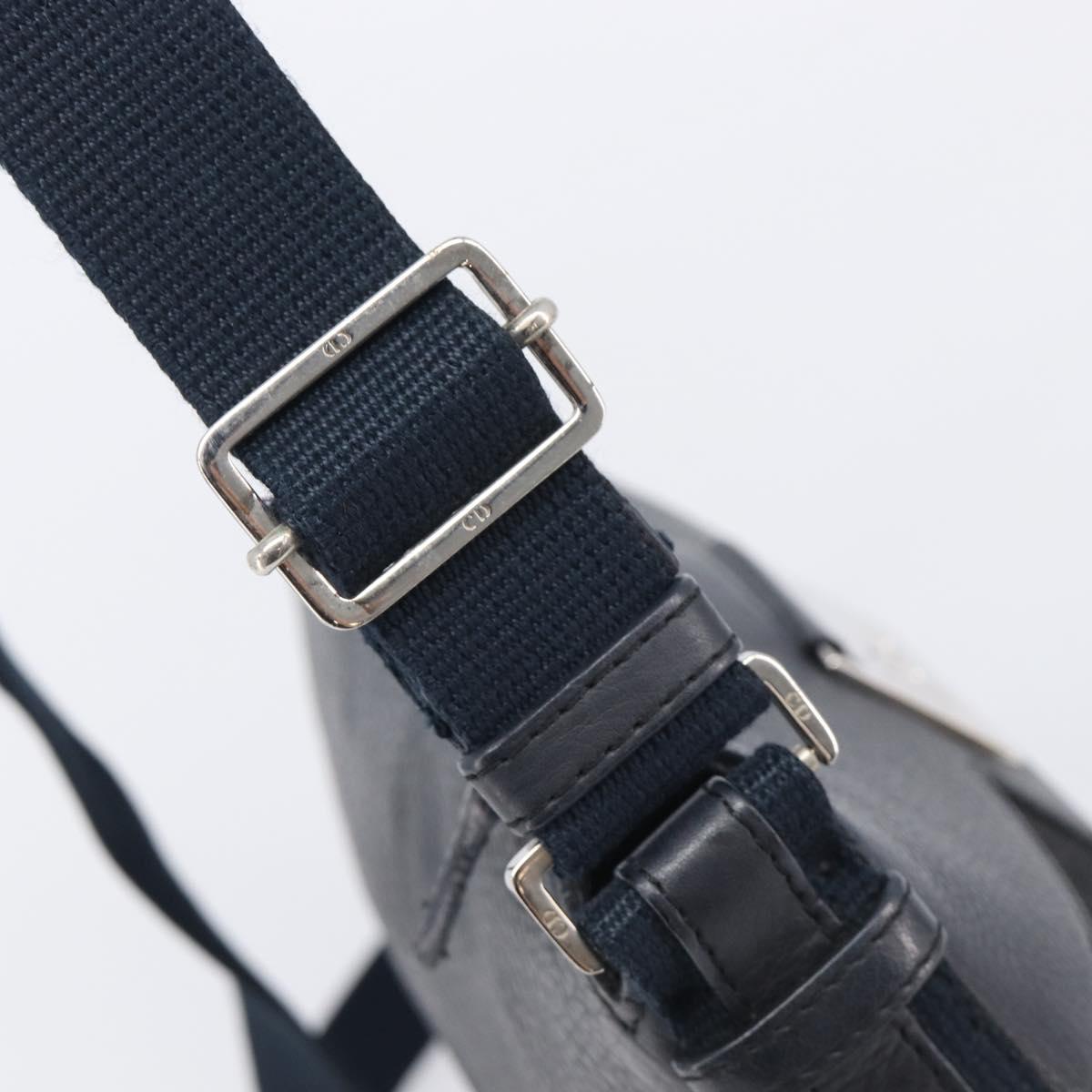 Christian Dior Trotter Canvas Street Chic Shoulder Bag Black Silver Auth 207285A