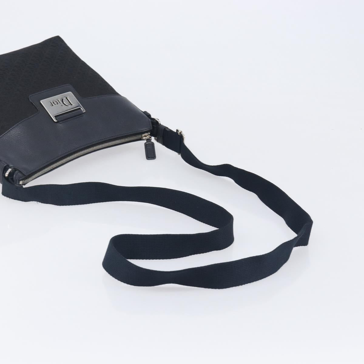 Christian Dior Trotter Canvas Street Chic Shoulder Bag Black Silver Auth 207285A