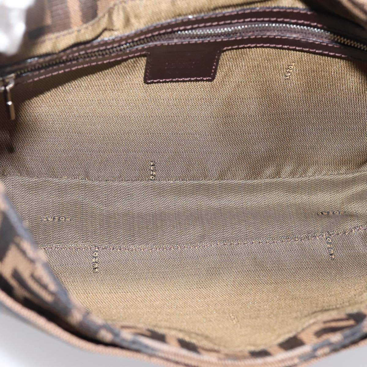 FENDI Zucca Canvas Mamma Baguette Shoulder Bag Black Silver Auth 207287V