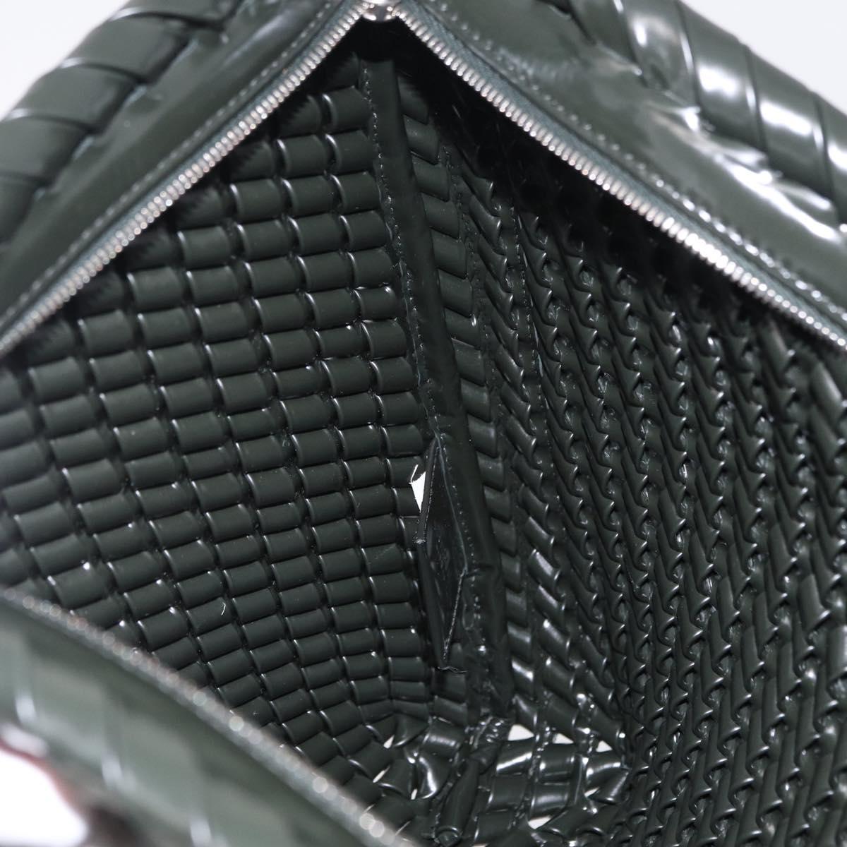 Bottega Veneta INTRECCIATO Clutch Bag Leather Dark Brown Silver Auth 207291M