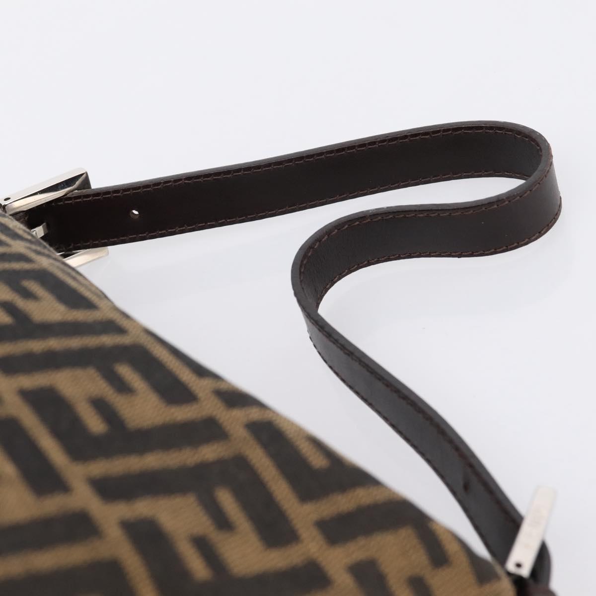 FENDI Zucca Canvas Mamma Baguette Shoulder Bag Black Silver Auth 207292V