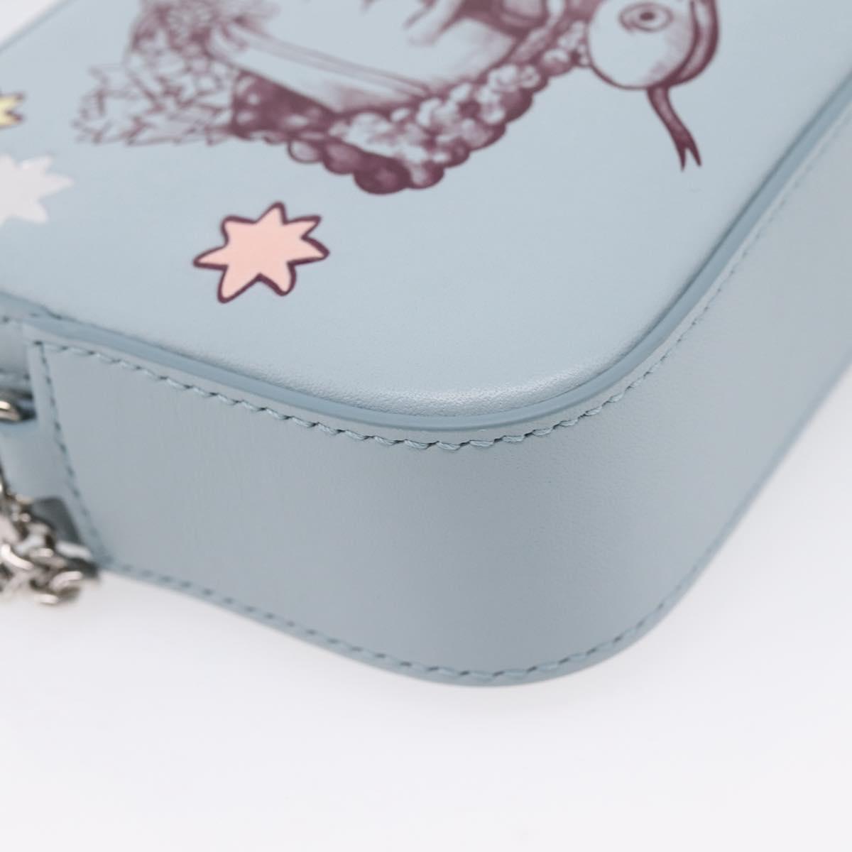 GUCCI Yuko Higuchi Chain Shoulder Bag Leather Light Blue 860648 Auth 207306M