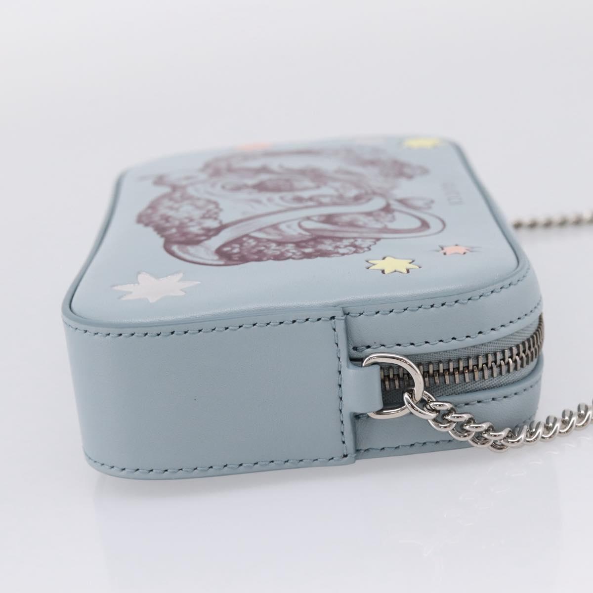 GUCCI Yuko Higuchi Chain Shoulder Bag Leather Light Blue 860648 Auth 207306M