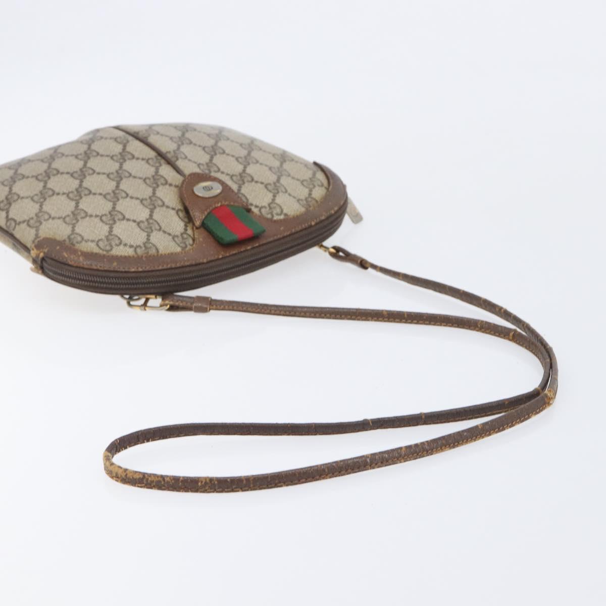 GUCCI GG Supreme Web Sherry Line Shoulder Bag PVC Beige 904 02 047 Auth 207308