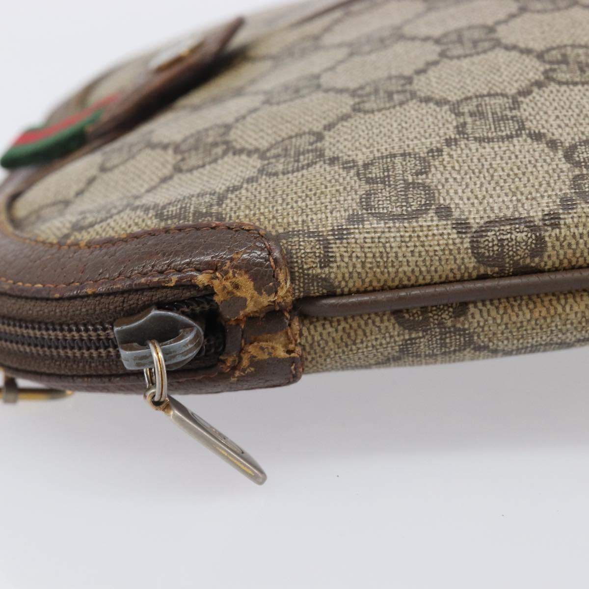 GUCCI GG Supreme Web Sherry Line Shoulder Bag PVC Beige 904 02 047 Auth 207308