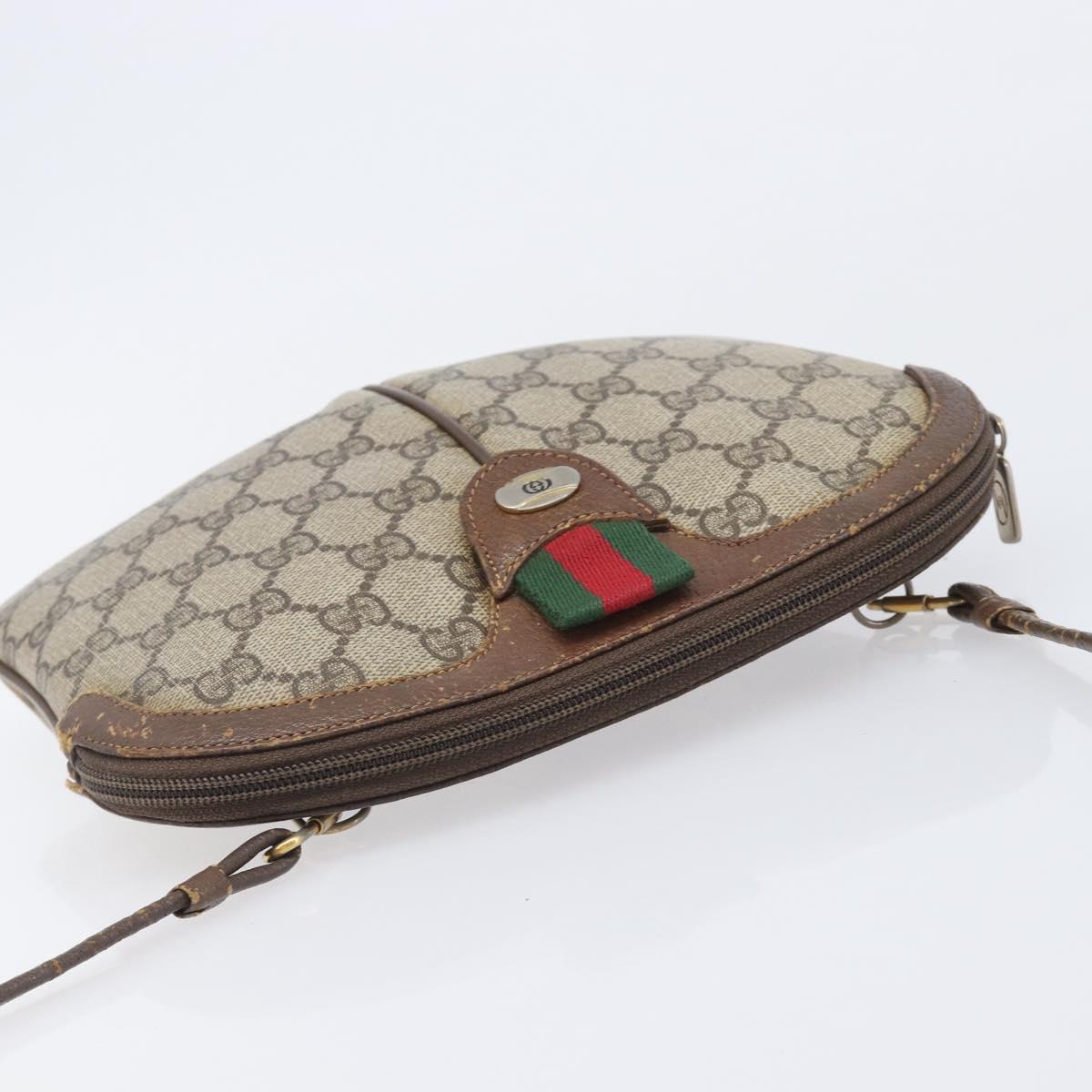GUCCI GG Supreme Web Sherry Line Shoulder Bag PVC Beige 904 02 047 Auth 207308