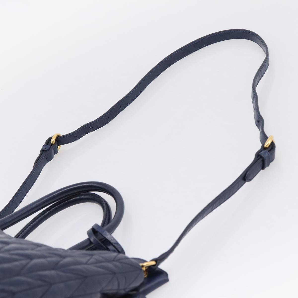 Miu Miu Matelasse Hand Bag Leather 2way Blue Gold Tone Auth 207315V
