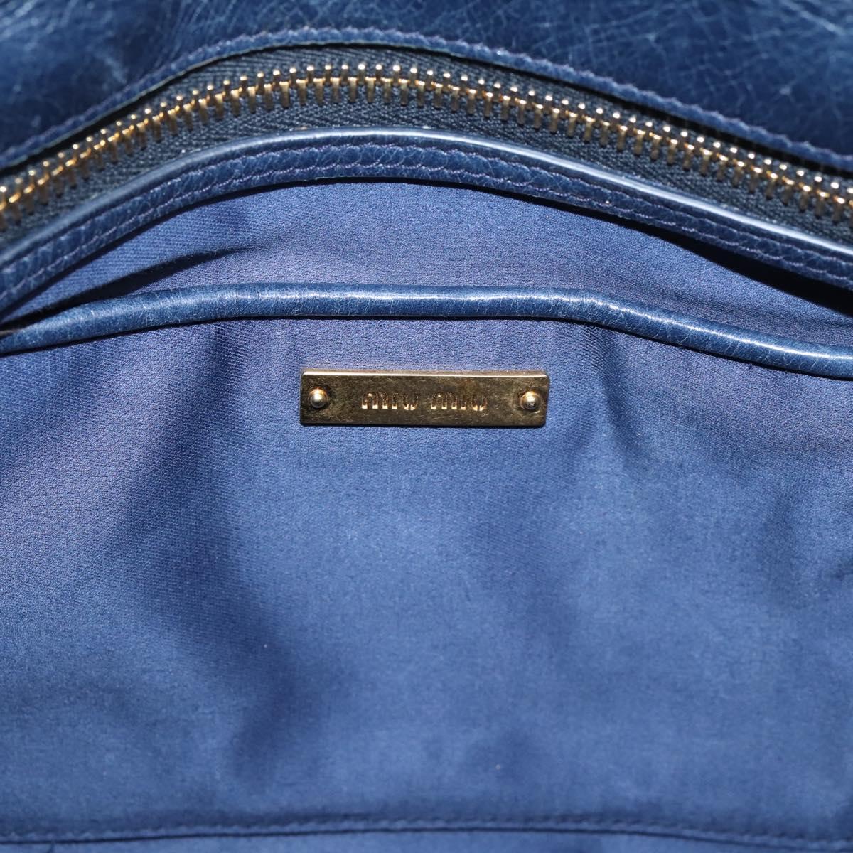 Miu Miu Matelasse Hand Bag Leather 2way Blue Gold Tone Auth 207315V