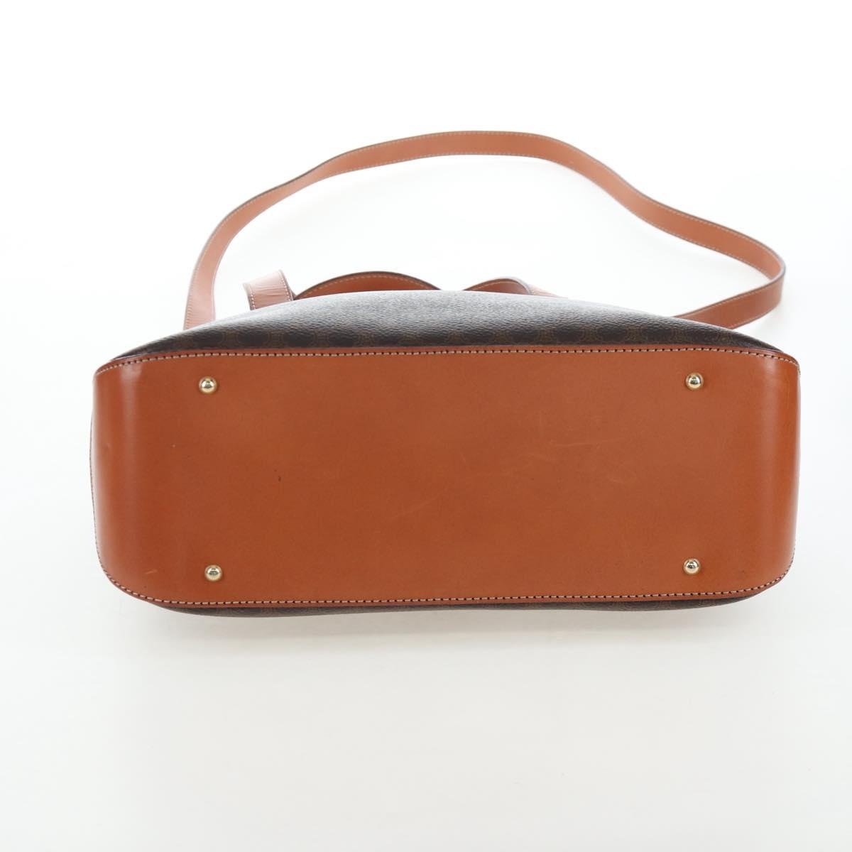 CELINE Macadam Hand Bag PVC 2way Brown Gold Tone Auth 207348V