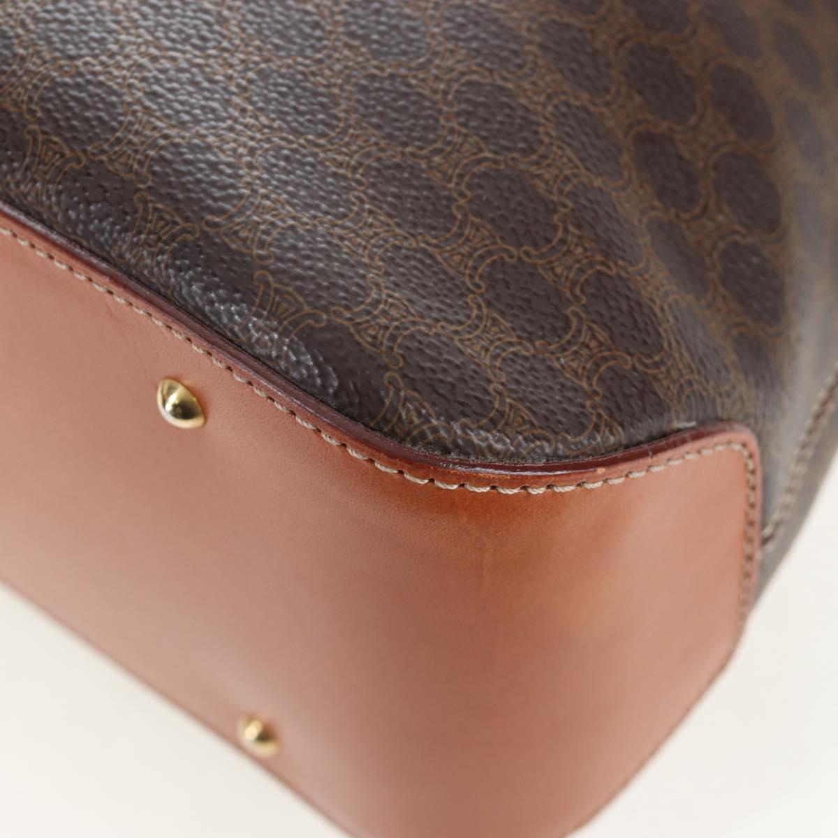 CELINE Macadam Hand Bag PVC 2way Brown Gold Tone Auth 207348V