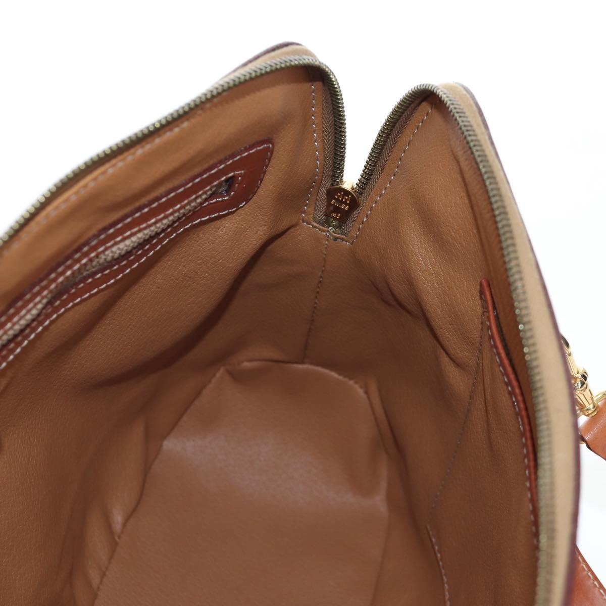 CELINE Macadam Hand Bag PVC 2way Brown Gold Tone Auth 207348V