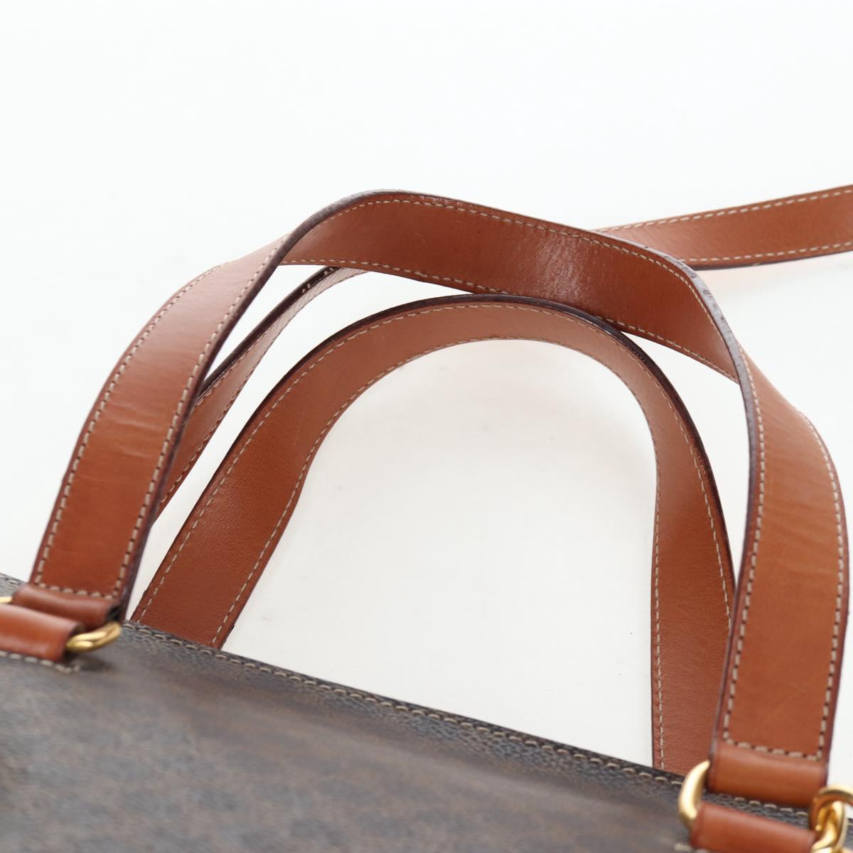 CELINE Macadam Hand Bag PVC 2way Brown Gold Tone Auth 207348V
