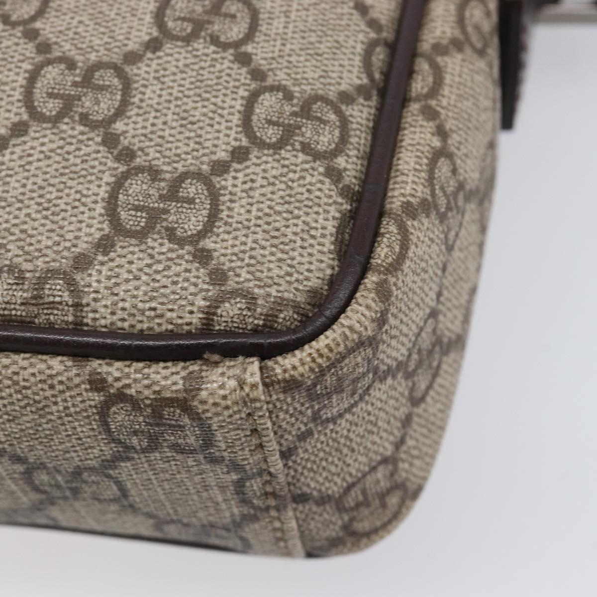 GUCCI GG Supreme Shoulder Bag PVC Beige Silver 122754 Auth 207351A
