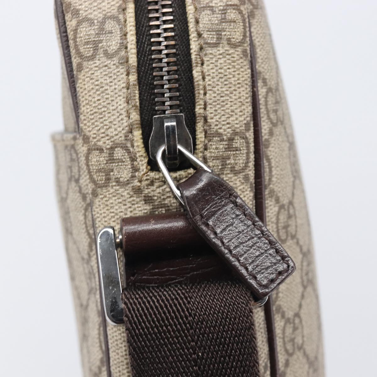 GUCCI GG Supreme Shoulder Bag PVC Beige Silver 122754 Auth 207351A