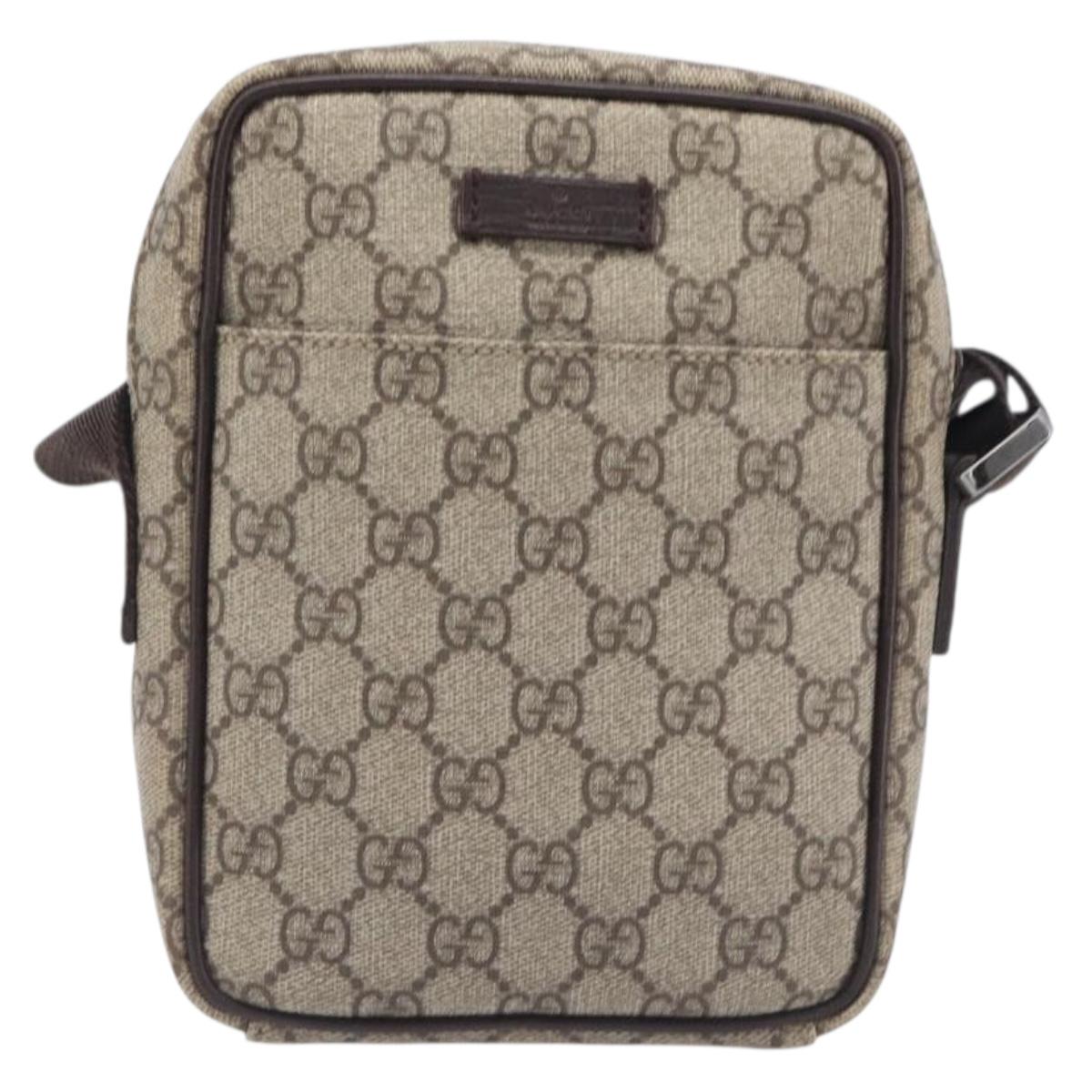 GUCCI GG Supreme Shoulder Bag PVC Beige Silver 122754 Auth 207351A