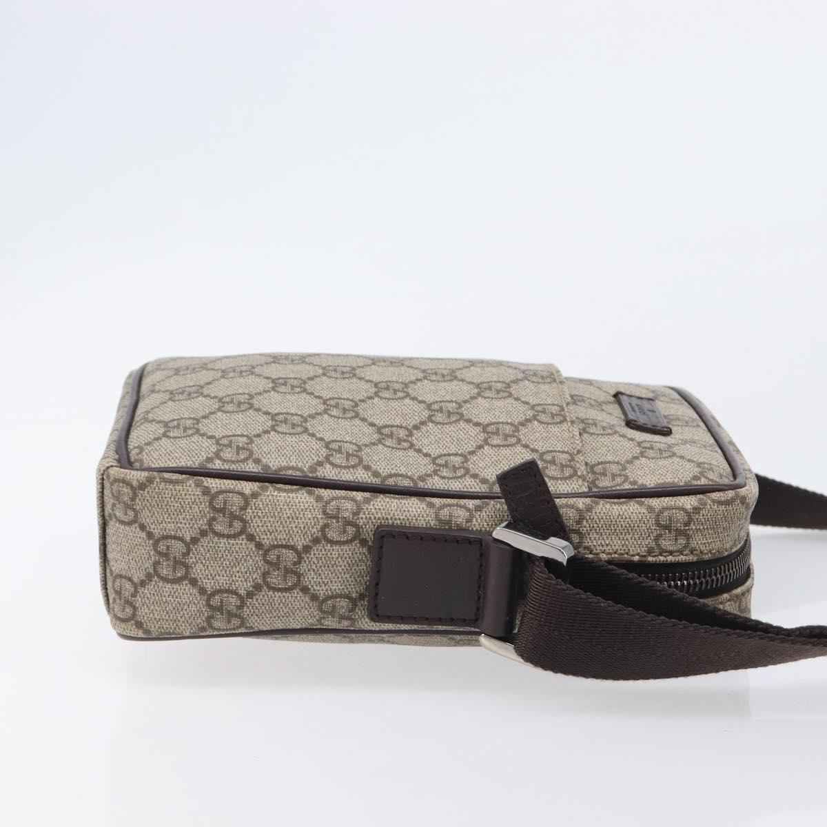 GUCCI GG Supreme Shoulder Bag PVC Beige Silver 122754 Auth 207351A