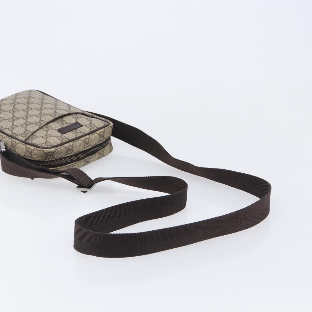 GUCCI GG Supreme Shoulder Bag PVC Beige Silver 122754 Auth 207351A