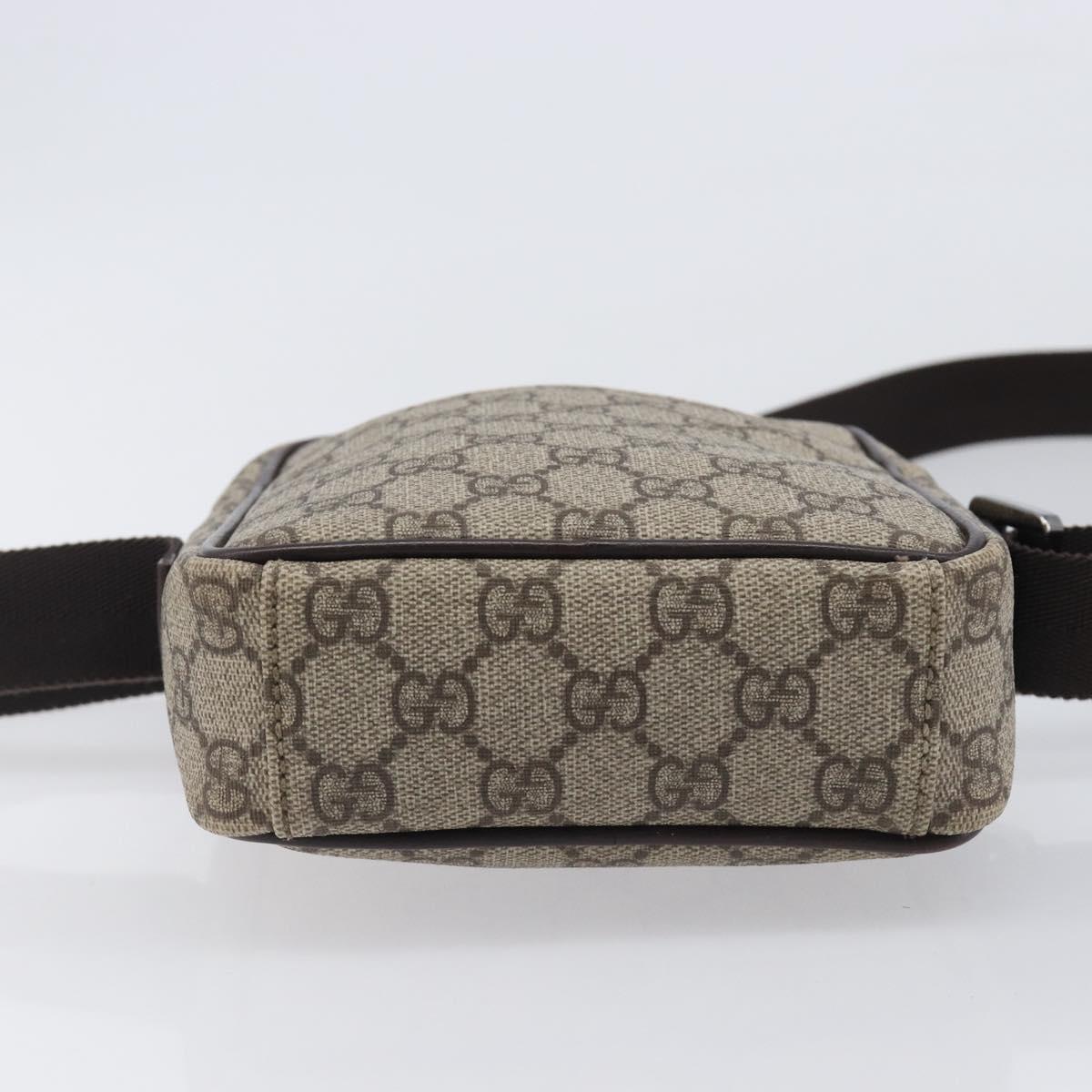 GUCCI GG Supreme Shoulder Bag PVC Beige Silver 122754 Auth 207351A