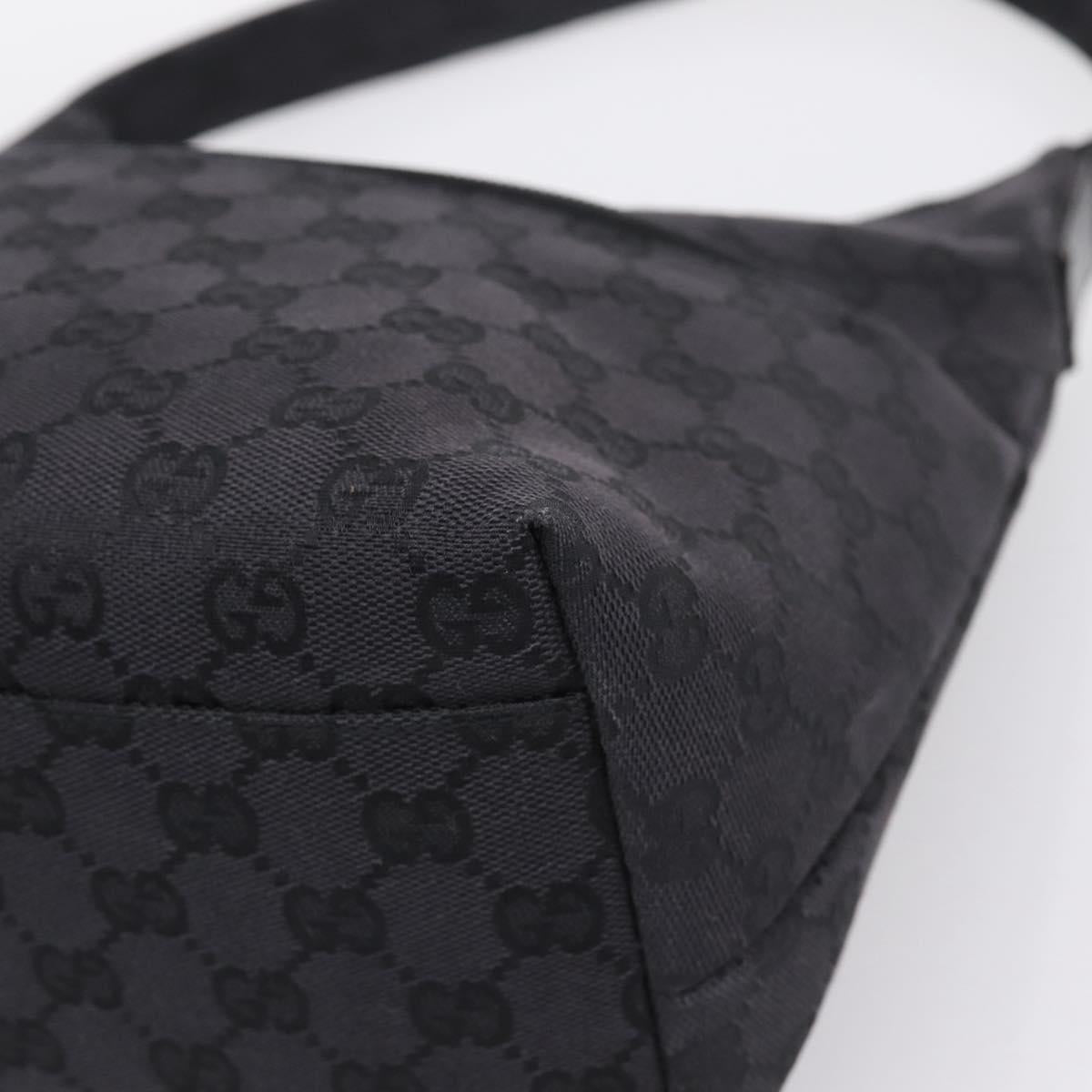 GUCCI GG Canvas Shoulder Bag Black Silver 001 3386 Auth 207352A