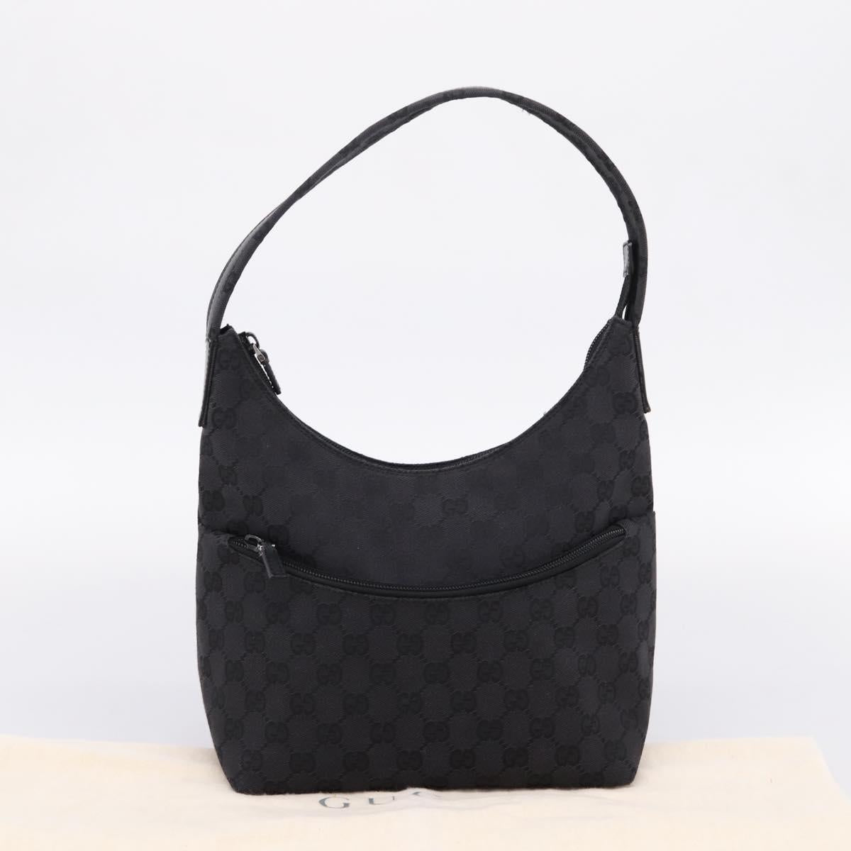 GUCCI GG Canvas Shoulder Bag Black Silver 001 3386 Auth 207352A