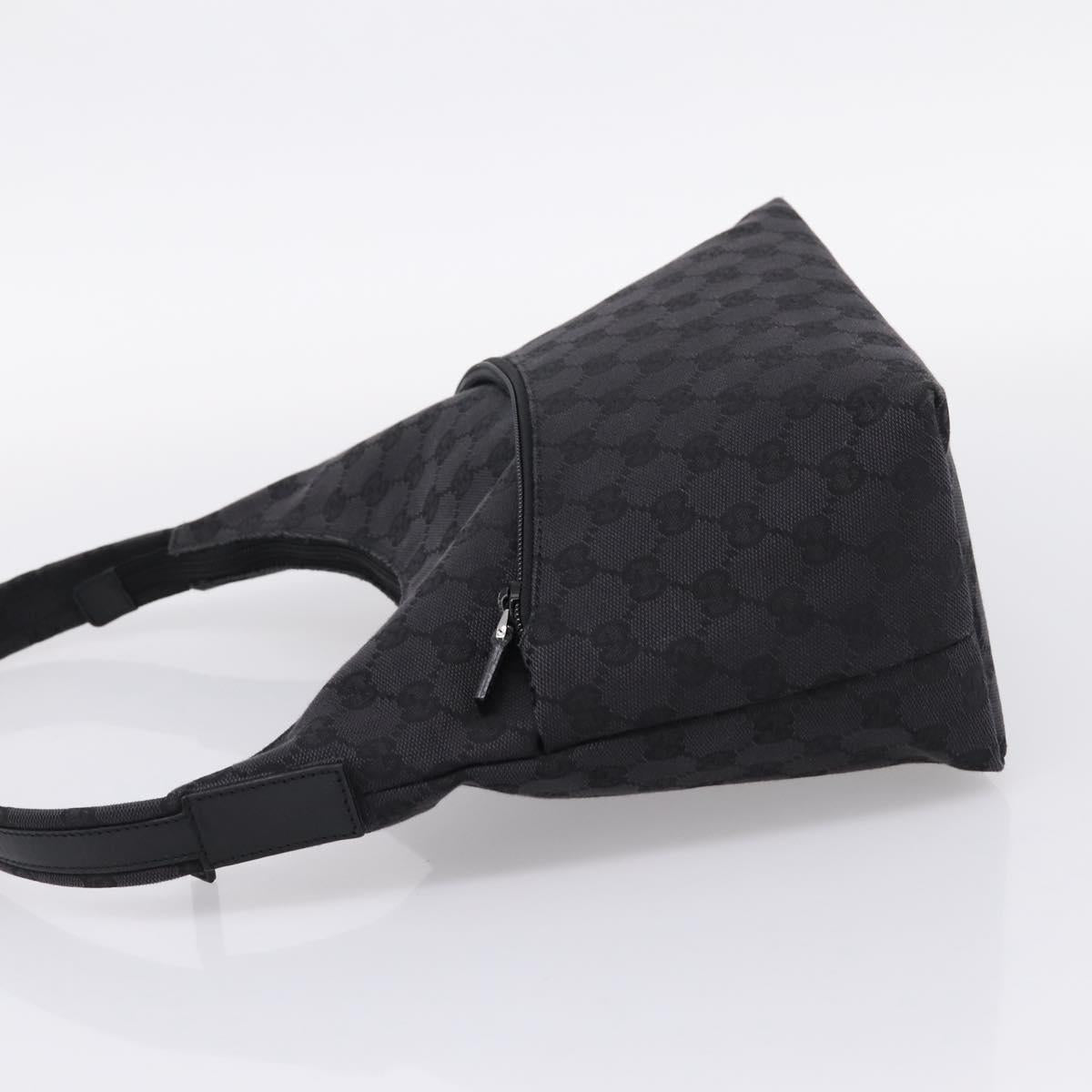GUCCI GG Canvas Shoulder Bag Black Silver 001 3386 Auth 207352A