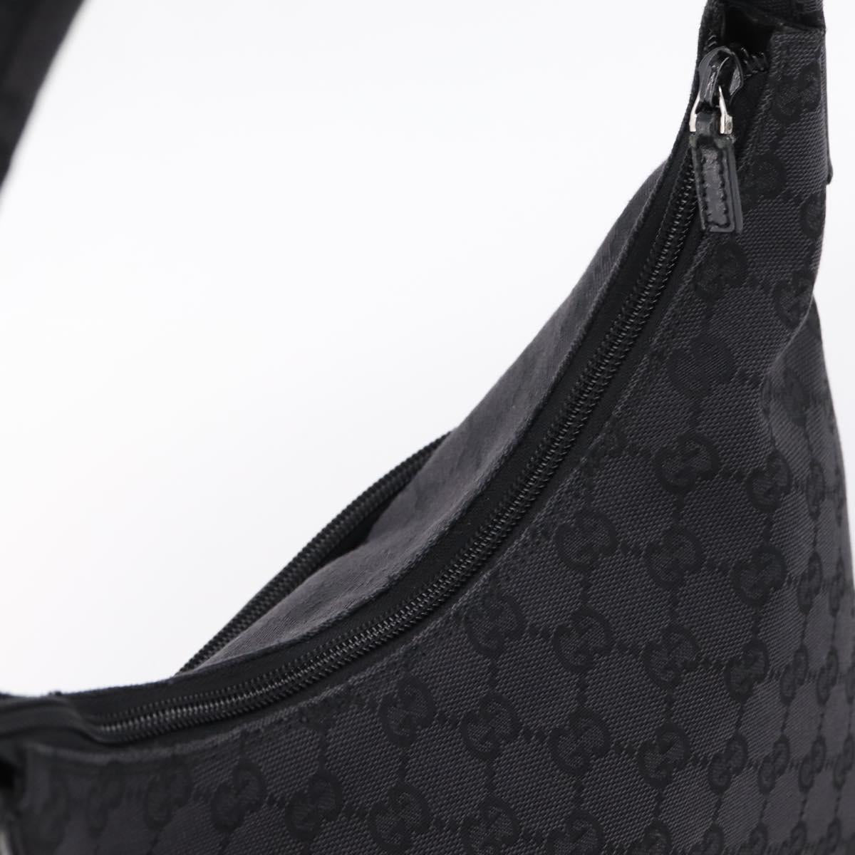 GUCCI GG Canvas Shoulder Bag Black Silver 001 3386 Auth 207352A