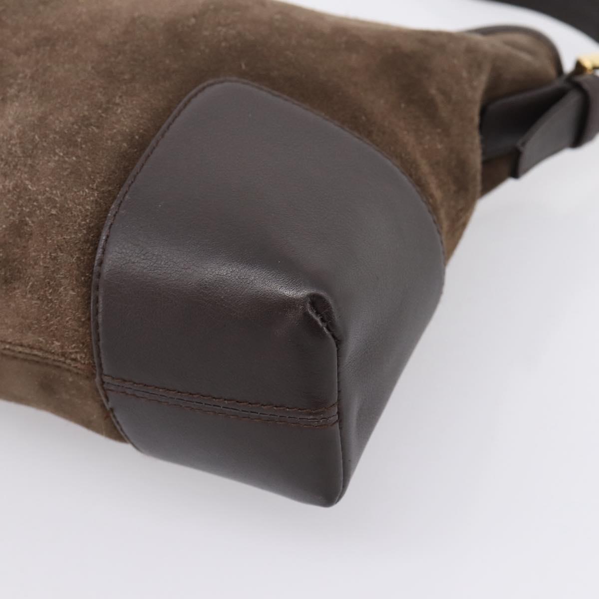 LOEWE Shoulder Bag Suede Brown Gold Tone Auth 207353V