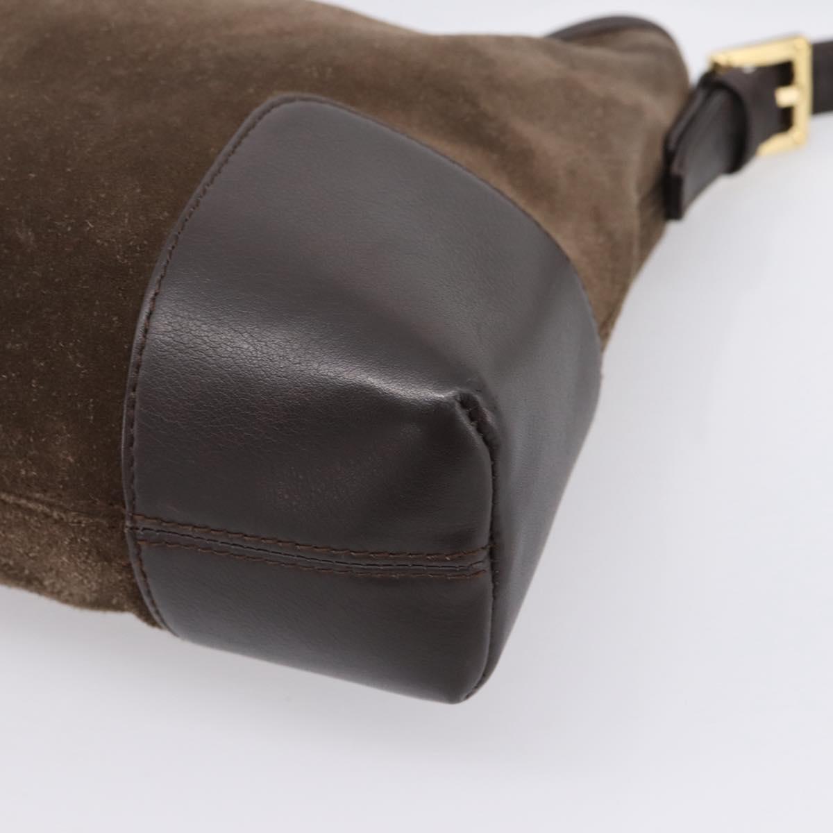 LOEWE Shoulder Bag Suede Brown Gold Tone Auth 207353V