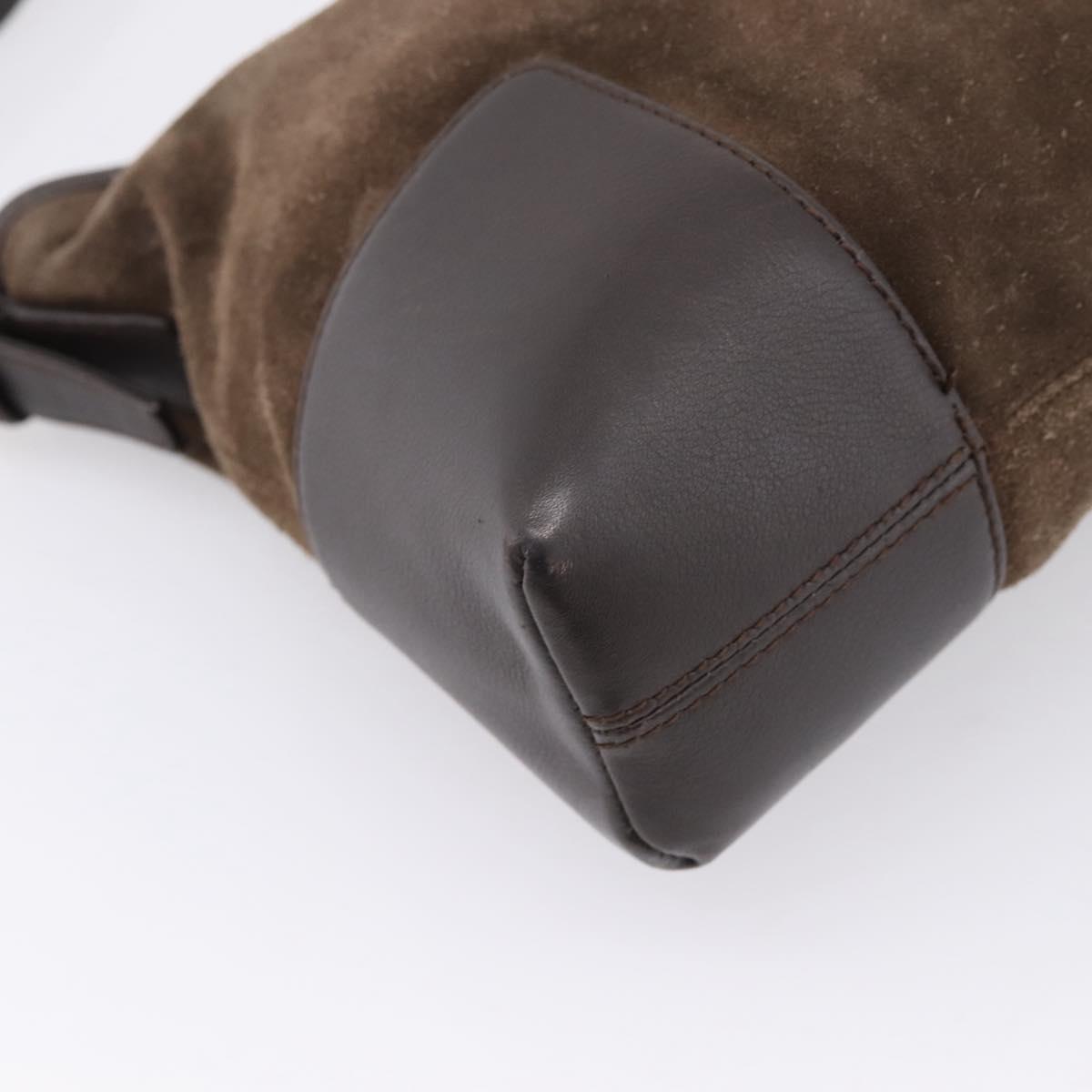 LOEWE Shoulder Bag Suede Brown Gold Tone Auth 207353V