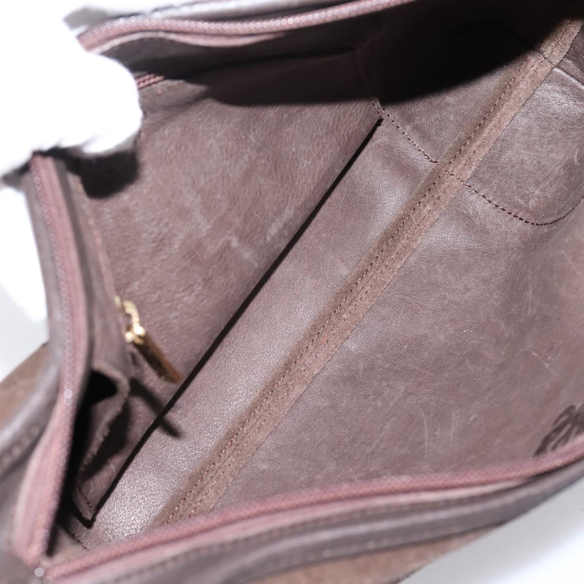 LOEWE Shoulder Bag Suede Brown Gold Tone Auth 207353V