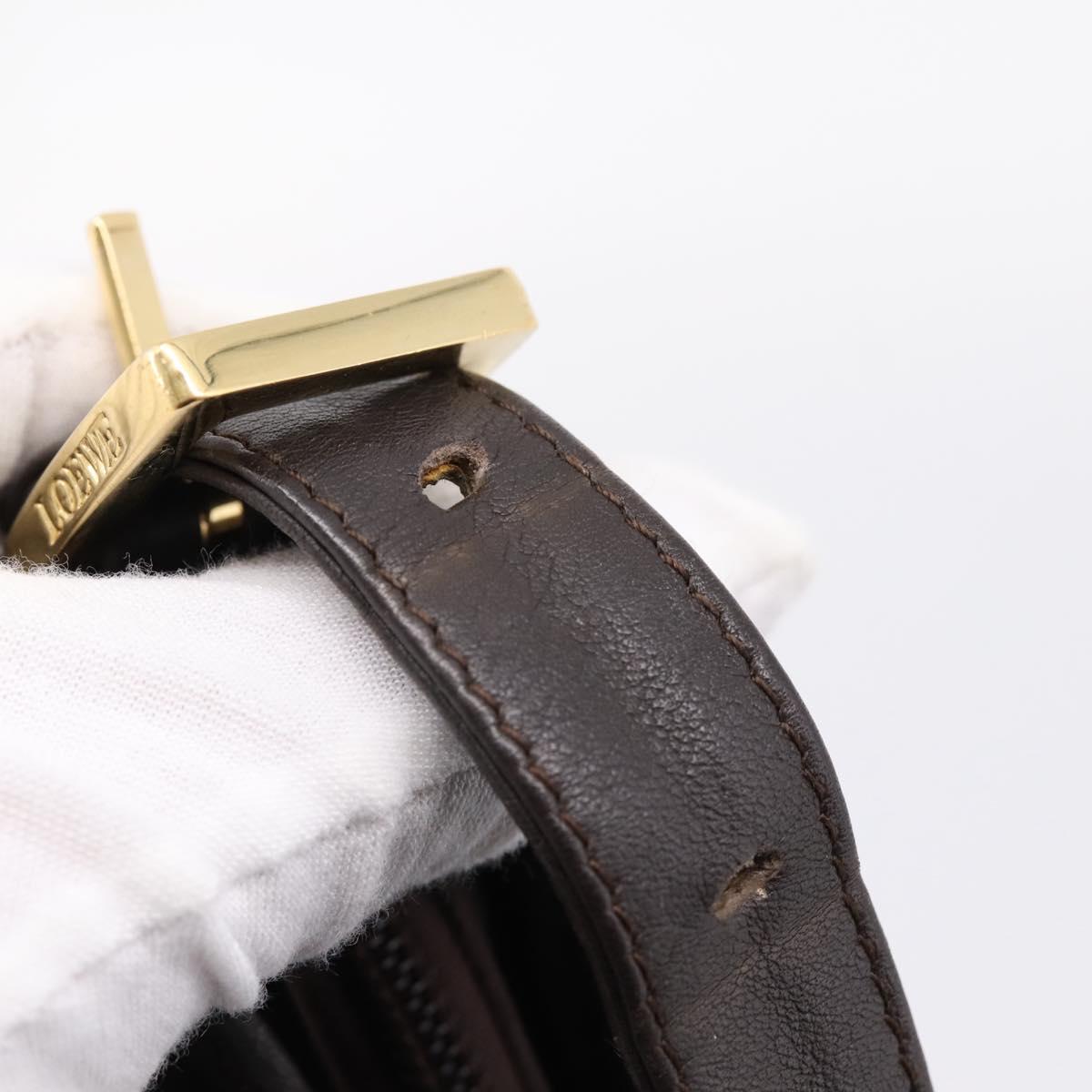 LOEWE Shoulder Bag Suede Brown Gold Tone Auth 207353V