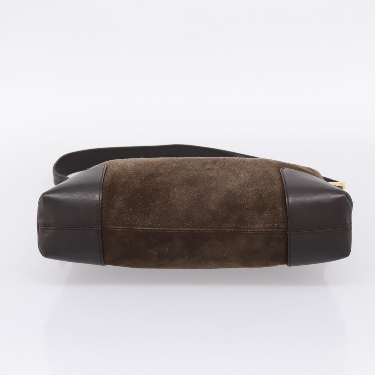 LOEWE Shoulder Bag Suede Brown Gold Tone Auth 207353V