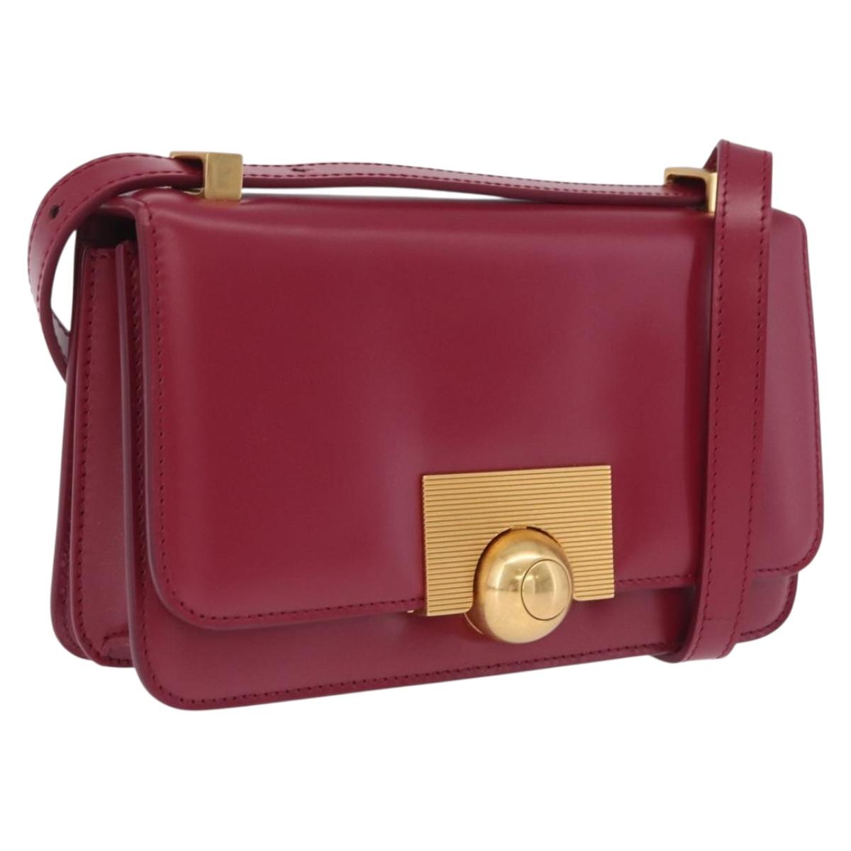 Bottega Veneta Shoulder Bag Leather Red Gold Auth 207362V