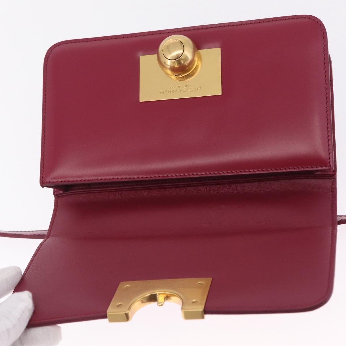 Bottega Veneta Shoulder Bag Leather Red Gold Auth 207362V