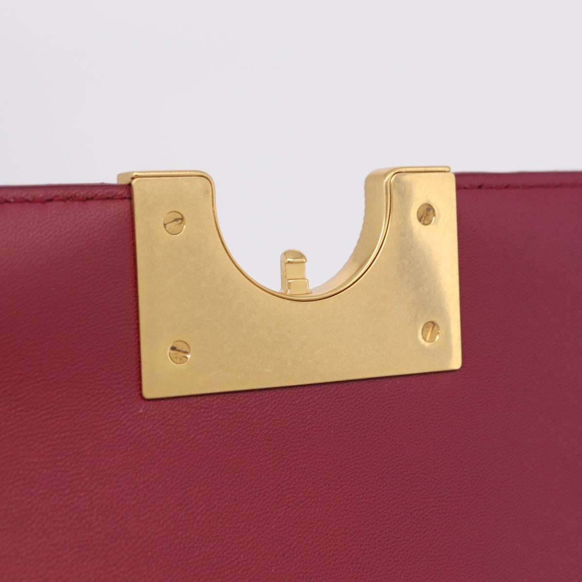 Bottega Veneta Shoulder Bag Leather Red Gold Auth 207362V